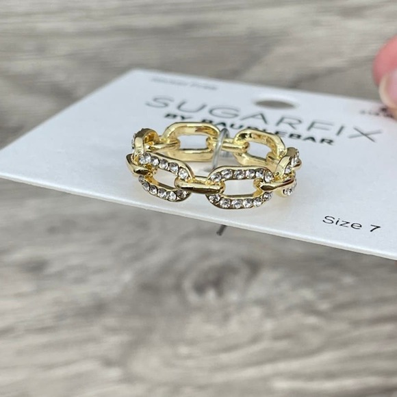 NWT - BAUBLEBAR Crystal Link Chain Ring in Gold Sugarfix - Size 7 - Picture 5 of 6